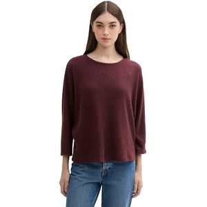 TOM TAILOR Denim T-shirt voor dames, 32620 - Tawny Port Red Melange, XXL