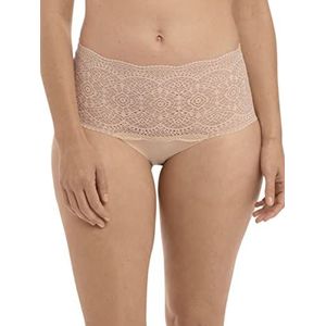 Fantasie Vrouwen Kant Gemak Onzichtbare Stretch Volledige Korte Bikini Stijl Ondergoed, Natuurlijke Beige, One size