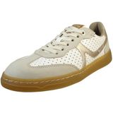 Mustang - Sneakers - Beige/Wit/Goudkleur - Glitterlook - Vetersluiting - Laag