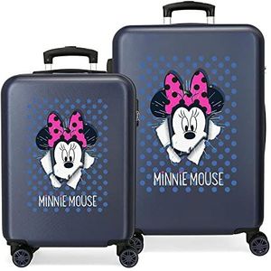 Disney Minnie Sunny Day Kofferset, blauw, 55/68 cm, harde schaal, ABS combinatieslot, 104 l, 4 dubbele wielen, handbagage, blauw, 55/68 cms, Jeugdmode