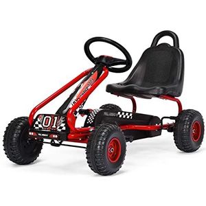 FANTASK Gokart met verstelbare zitting, skelter met handrem, trapauto, belastbaar tot 30 kg, kindervoertuig voor kinderen van 3 tot 6 jaar, rood