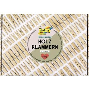 folia 22994 - Houten knijpers JUMBO NATURAL, 500g houten knijpers in natuurlijke look, ca. 400 stuks in 2,5-5 cm