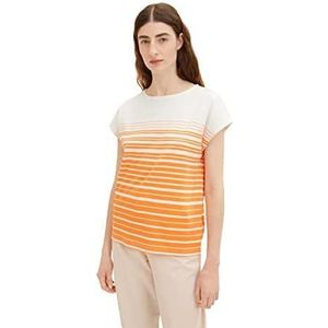 TOM TAILOR Dames T-shirt 1035480, 31575 - Orange Gradient Stripe, L