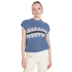 TRENDYOL Indigo gebreide trui voor dames, maat M, blauw, M