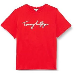Tommy Hilfiger Dames CRV Reg C-Nk Signature Tee Ss S/S gebreide tops, rood, 50, Fierce Red, 50