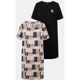 Ulla Popken - Timeless Elegance 830136 - Nachtjapon - Zwart - Lot van 2