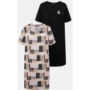 Ulla Popken - Timeless Elegance 830136 - Nachtjapon - Zwart - Lot van 2