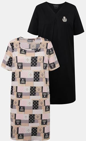 Ulla Popken - Timeless Elegance 830136 - Nachtjapon - Zwart - Lot van 2