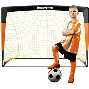 Happy Jump Voetbal doel pop-up voetbal net post voor tuin training feestelijk cadeau -4'x3' (zwart+oranje) -1 Pack