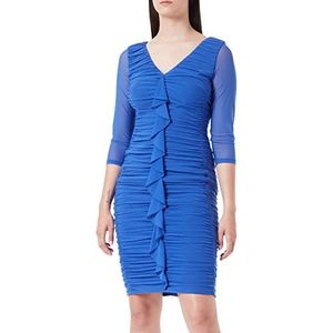 Gina Bacconi Dames mesh jurk met ruches cocktail, Herfst Blauw, 34 NL