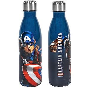 H&H Captain America Thermosfles voor jongens, drinkfles van roestvrij staal, gedecoreerd, 0,5 l, luchtdicht, BPA-vrij