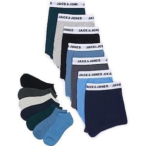 JACK & JONES Jacsolid Jay Travelkit boxershorts en sokken voor heren, Light Grey Melange/Pack: silver Lake Blue - Bluestone - Dark Grey Melange - Black - Black, L