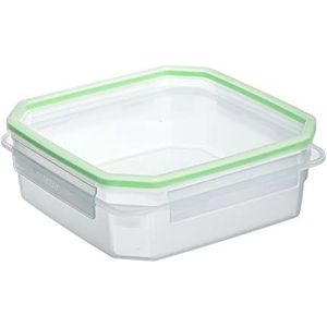 Tatay Square Food Container met Click Clack, Transparant Groen, 0,3 liter
