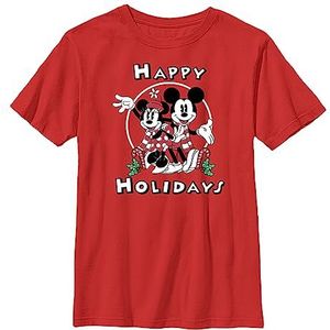 Disney Characters Mickey & Minnie Holiday Jongens Solid Crew Tee, Rood, XS, rood, XS