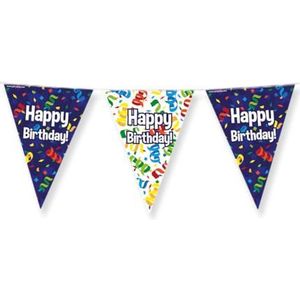 PD-Party 7031047 Feest Bunting | Elegant - Happy Birthday, Veelkleurig, Folie, Dubbelzijdig, Driehoekig, 1000cm Lengte x 30cm Breedte x 0.1cm Hoogte