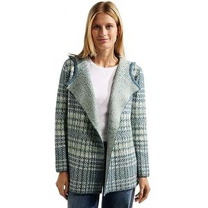 Cecil TOS Check Hoody voor dames, cardigan, gebreid vest, hoodie, geruit, Deep Lake Green, XL