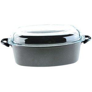 SKK 2551 titanium inductie, gietijzeren rechthoekige braadpan 40 x 24 x 13 cm, pan met antiaanbaklaag, geschikt voor inductie, keramisch versterkt, met zijgrepen, ovenvast, Made in Germany