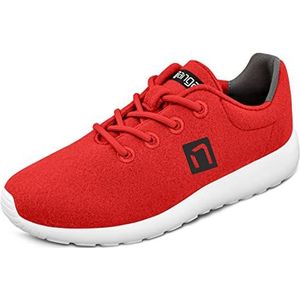 Nanga Wool Sneaker Men - Lichte Merino wollen sneakers voor vrije tijd, sport en werk, ademende herenschoenen met verwisselbaar voetbed, rood, 41 EU