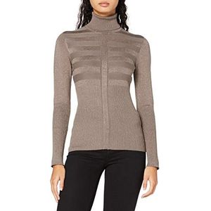 Morgan Dames Pull Manche Longue Col Roulé Lurex Mentosa Pullover, taupe, XS (Lang)