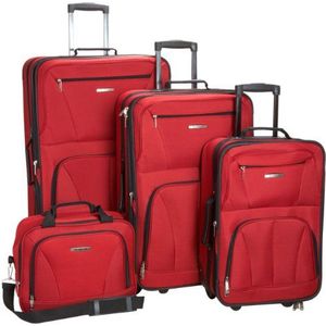 Rockland Jungle Softside Rechtopstaande Bagage Set, Rood, Eén maat, Reis Softside Rechtopstaande Bagageset