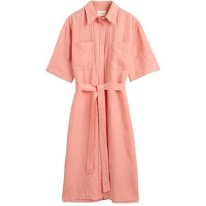 REL Linen SS Shirt Dress, Peachy Pink, 32