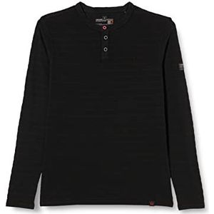 Timezone Heren Tonal Stripe Henley-shirt met lange mouwen, Washed Black, M