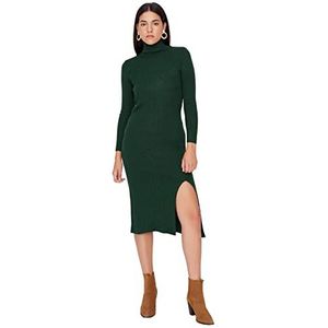 Trendyol Dames Midi Bodycon Slim Knitwear Jurk, Emerald Groen, M