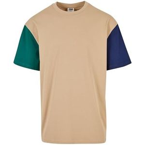 Urban Classics Organic Oversize Colorblock T-shirt, beige, effen, XXL voor heren, beige, eenkleurig, XXL
