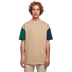 Urban Classics - Organic Oversized Colorblock Heren T-shirt - Beige
