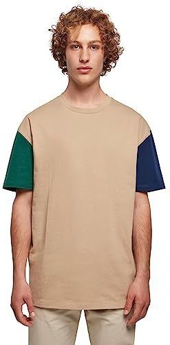 Urban Classics - Organic Oversized Colorblock Heren T-shirt - Beige