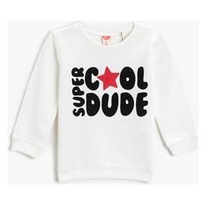 Koton Letter Printed Sweatshirt Crew Neck Cotton Trainingsshirt voor jongens, ecru (002), Size: 12/18 mesi