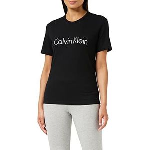 Calvin Klein Dames S/S Pyjama Top met ronde hals, Zwart, L