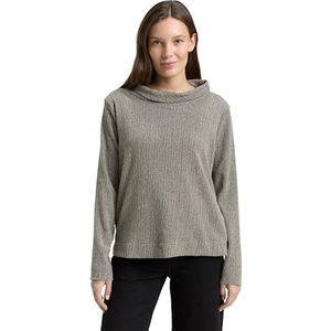 TOM TAILOR T-shirt met lange mouwen voor dames, 39161 - Beige Black Structure, XL