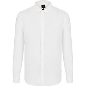 Armani Exchange Heren Regular, Sur Ton geborduurd logo Shirt, wit, M