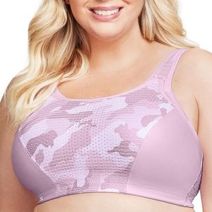 Glamorise 1166 Sportbeha, roze camouflageprint, 90D dames, Print camouflage roze, 75D