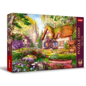 Trefl Premium Plus Quality - Puzzle Tea Time: Mooi huisje in het bos - 1000 stukjes, Serie geschilderde nostalgische afbeeldingen, Perfect elementen, voor volwassenen en kinderen vanaf 12 jaar