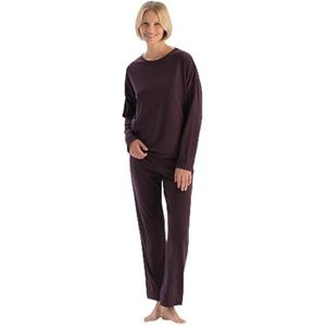 Damson Boat Neck Lace Gedetailleerde Combed Modal Pyjama Set, XL, Damson, XL