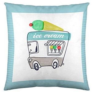 Naturals Cars Surf kussensloop, wit, zonder vulling