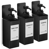 Anhow - Set Van 3 Wandgemonteerde Zeepdispensers - Zwart - 500 ml