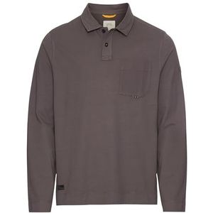 camel active Poloshirt met lange mouwen voor heren van puur katoen, grijs, XL