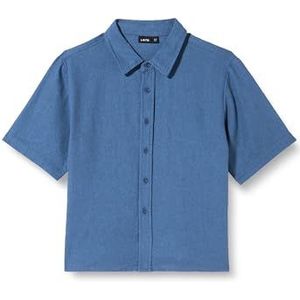 Name It Nlnhill SS Linen-T-shirt met korte mouwen, blauw, 170/176 cm, uniseks, Blauw, 170-176
