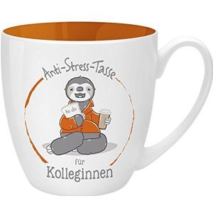 Gruss & Co 45492 Anti-stress mok voor de collega, 45 cl, cadeau, New Bone China, oranje, 9,5 cm