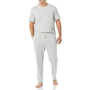 Amazon Essentials Katoenen modale pyjamaset voor heren, grijs gemêleerd, medium