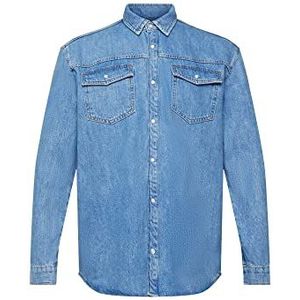 ESPRIT Heren 112EE2F309 overhemd, 902/BLUE MEDIUM WASH, L