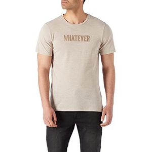 Koton Heren Standaard Fit Embroided T-Shirt, Beige streep (22s), S