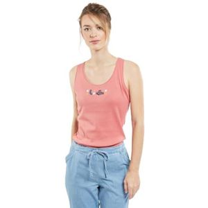 Armor Lux Lichtgewicht katoenen ronde hals bloemen zeefdruk tanktop dames, Seal Serie aardewerk, M