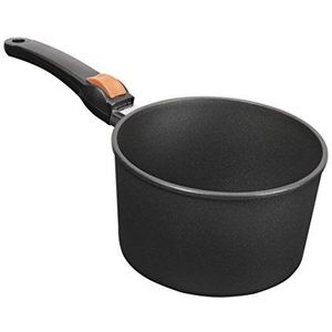 SKK 25714 Titanium inductie, gietijzeren steelpan ø 16 cm, anti-aanbaklaag pan, geschikt voor inductie, keramiek versterkt, met afneembare handgreep, ovenbestendig, Made in Germany