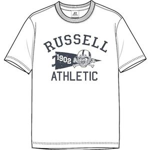 RUSSELL ATHLETIC Heren Flag-s/S Crewneck Tee T-shirt, wit, XXL