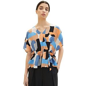 TOM TAILOR Damesblouse in wikkellook met patroon, 31817 - Abstract Retro Shapes Design, 36