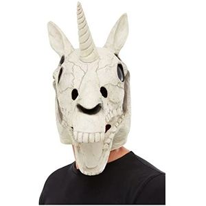 Unicorn Skull Latex Mask, White, White